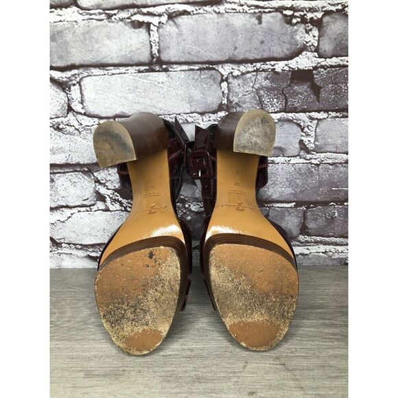 7 Seven For All Mankind Purple Patent Platform Sandals Heels Women Sz 37EU/6.5US - Picture 7 of 16